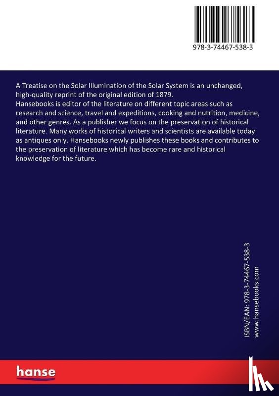 Simon, Thomas Collins - A Treatise on the Solar Illumination of the Solar System