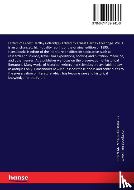 Coleridge, Samuel Taylor, Coleridge, Ernest Hartley - Letters of Ernest Hartley Coleridge