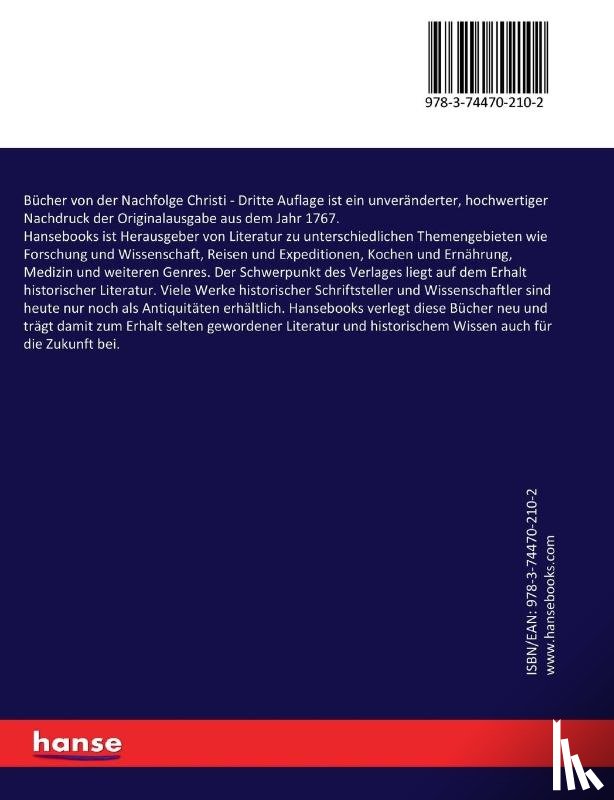 Kempis, Thomas - Bucher von der Nachfolge Christi