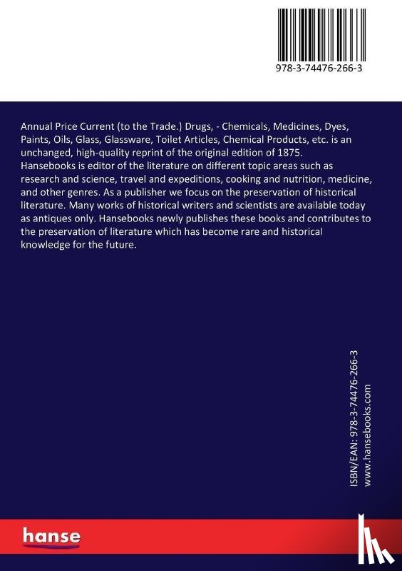 Van Schaack, Stevenson & Reid - Annual Price Current (to the Trade.) Drugs,