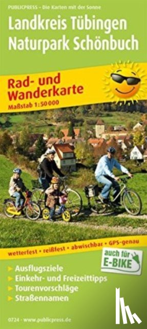 - District of Tubingen - Schoenbuch Nature Park, cycling and hiking map 1:50,000