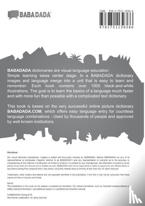 Babadada Gmbh - British English - Tajik (in cyrillic script), visual dictionary, BW