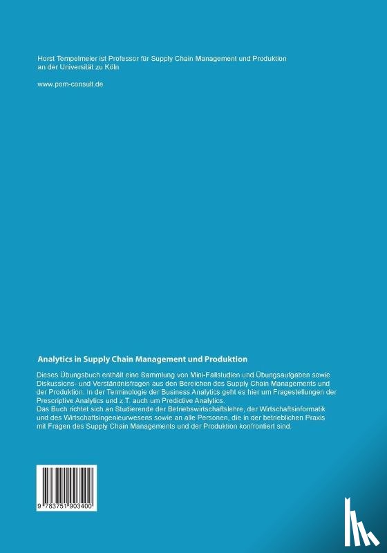 Tempelmeier, Horst - Analytics in Supply Chain Management und Produktion