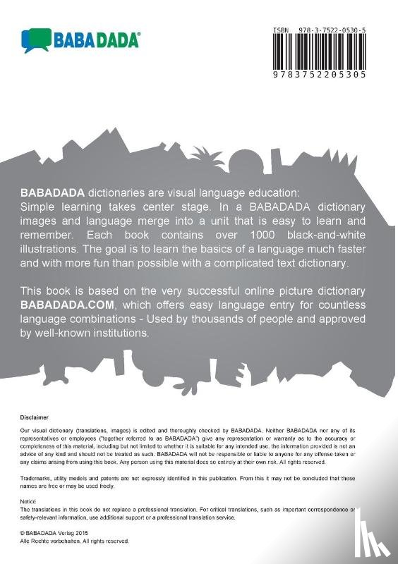 Babadada Gmbh - Arabic (in arabic script) - Greek (in greek script), visual dictionary, BW