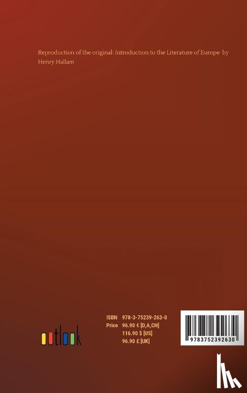 Hallam, Henry - Introduction to the Literature of Europe