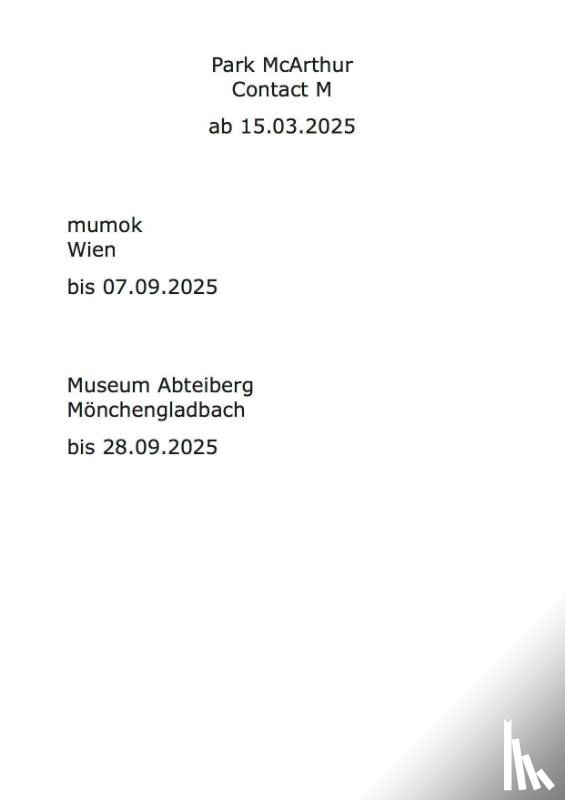  - Park McArthur. Contact M