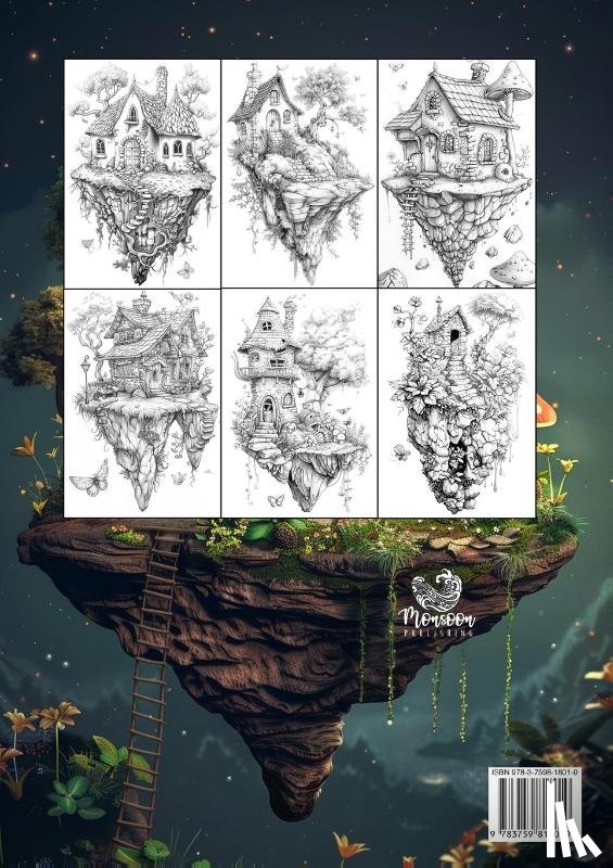 Publishing, Monsoon - Floating Fairy Homes Fairy Coloring Book for Adults Grayscale
