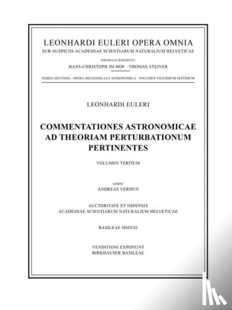 Euler, Leonhard - Commentationes astronomicae ad theoriam perturbationum pertinentes 3rd part