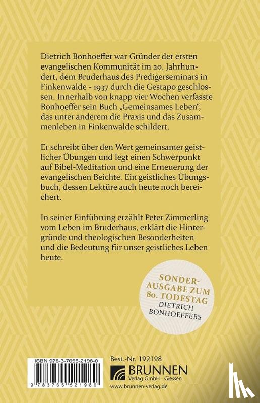 Bonhoeffer, Dietrich - Gemeinsames Leben