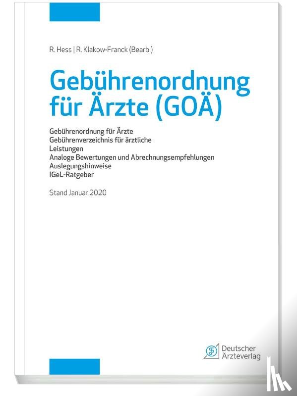  - Gebührenordnung für Ärzte (GOÄ), Stand Januar 2020