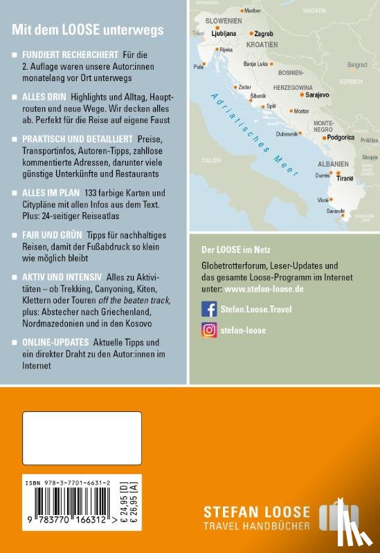 Markand, Andrea, Markand, Mark - Stefan Loose Reiseführer Balkan, Die Adria-Route. Slowenien, Kroatien, Bosnien und Herzegowina, Montenegro, Albanien