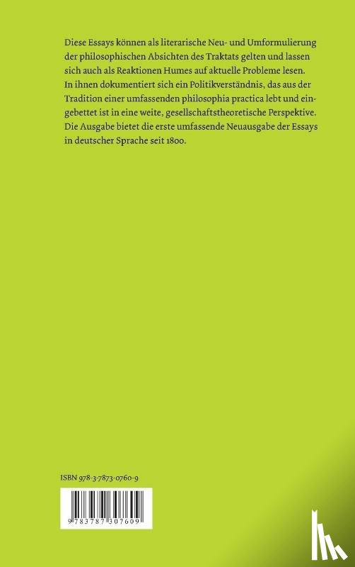 Hume, David (Lecturer in Human Resource Management - Politische und oekonomische Essays / Politische und oekonomische Essays