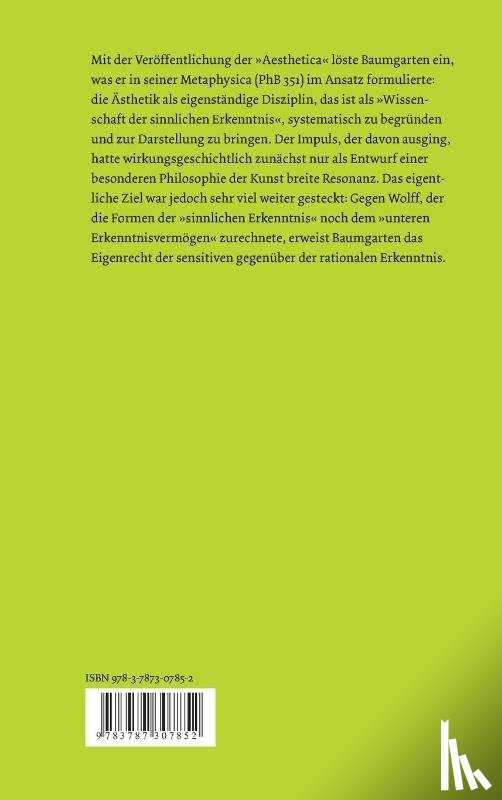 Baumgarten, Alexander G - Theoretische AEsthetik
