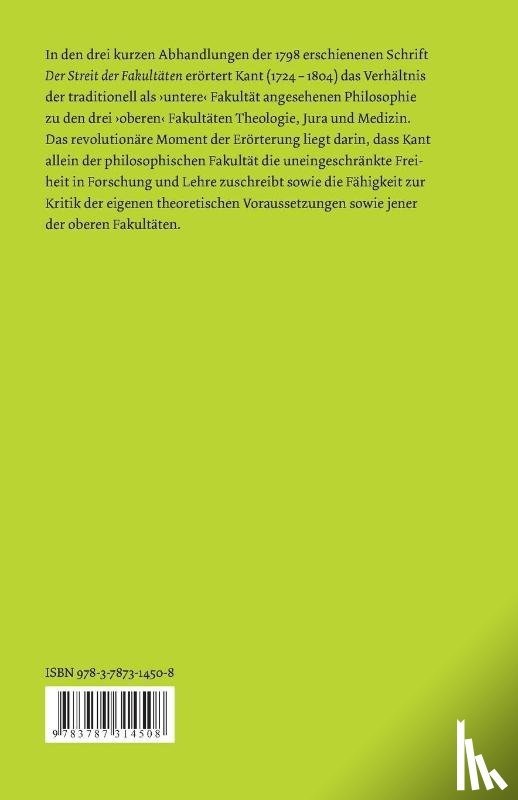 Kant, Immanuel - Der Streit Der Fakultaten