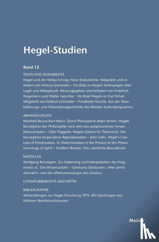  - Hegel-Studien / Hegel-Studien Band 12 (1977)