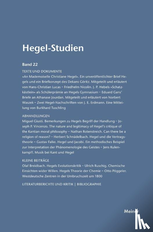  - Hegel-Studien / Hegel-Studien Band 22 (1987)