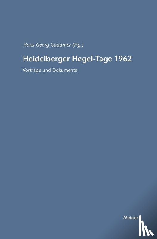  - Heidelberger Hegel-Tage 1962