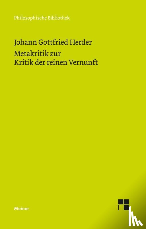 Herder, Johann Gottfried - Metakritik zur Kritik der reinen Vernunft