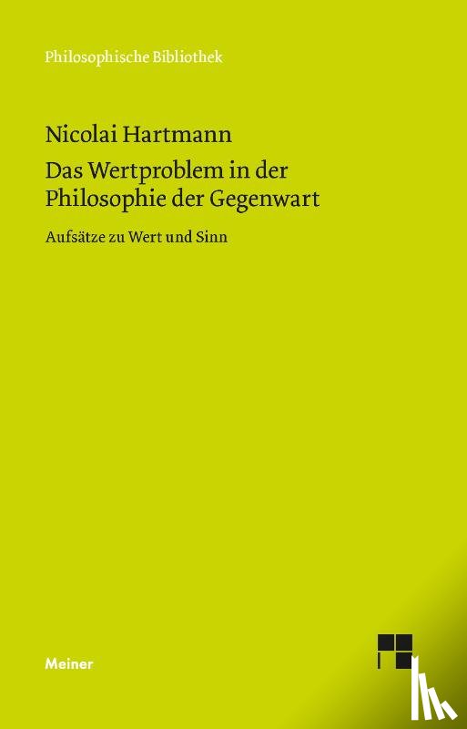 Hartmann, Nicolai - Das Wertproblem in der Philosophie der Gegenwart