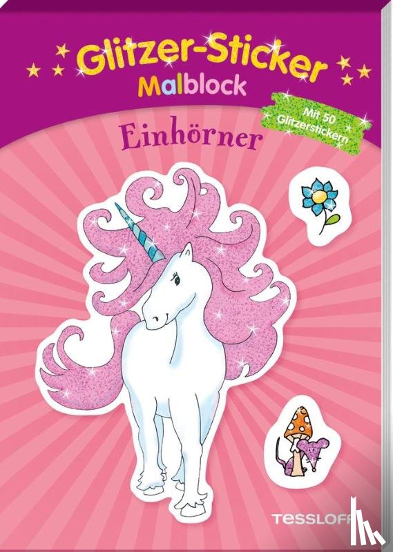  - Glitzer-Sticker-Malblock. Einhörner