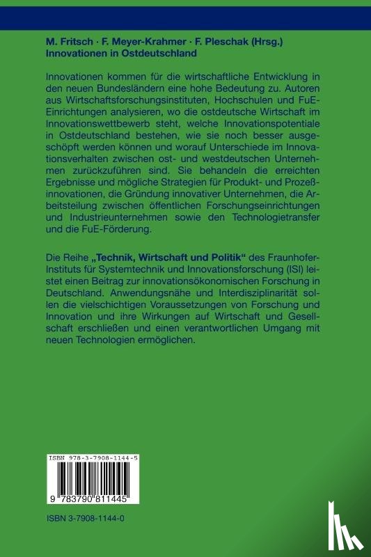 Michael Fritsch, Frieder Meyer-Krahmer, Franz Pleschak - Innovationen in Ostdeutschland
