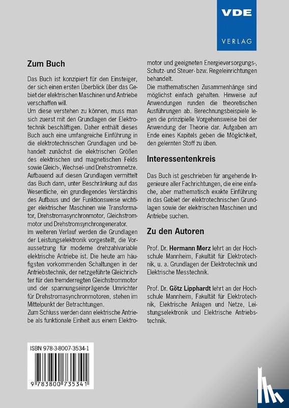 Merz, Hermann, Lipphardt, Götz - Elektrische Maschinen und Antriebe