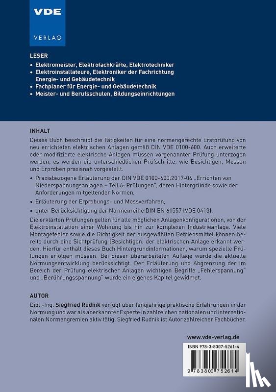 Rudnik, Siegfried - Erstprüfung von elektrischen Anlagen