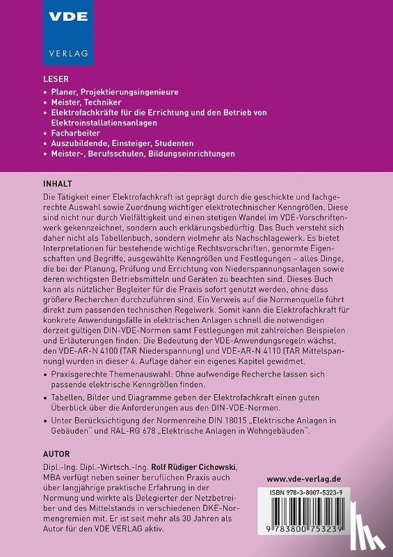 Cichowski, Rolf Rüdiger - Kenngrößen für die Elektrofachkraft