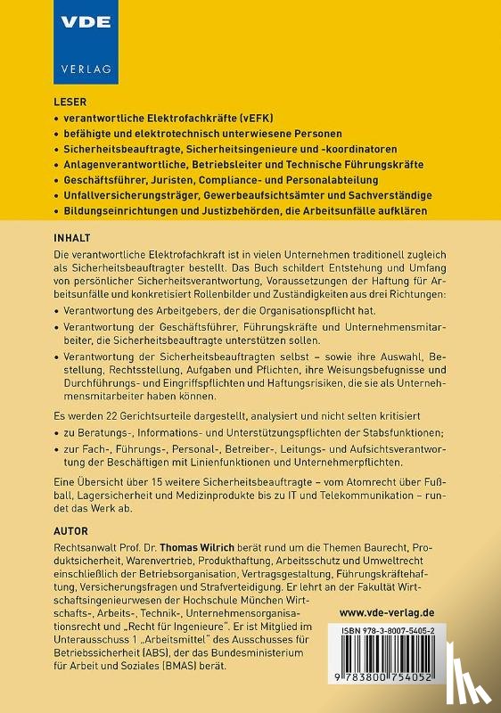 Wilrich, Thomas - Arbeitsschutzverantwortung für Sicherheitsbeauftragte