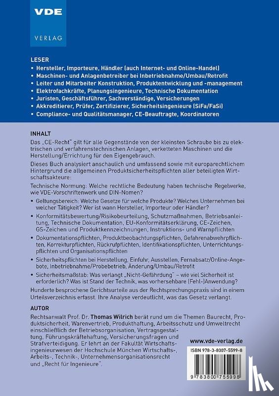 Wilrich, Thomas - Produktsicherheitsrecht und CE-Konformität