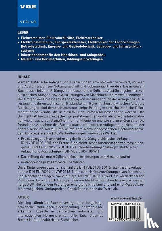 Rudnik, Siegfried - Prüfung elektrischer Anlagen und Ausrüstungen