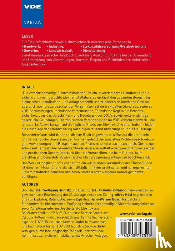 Hösl, Alfred, Ayx, Roland, Busch, Hans Werner - Die vorschriftsmäßige Elektroinstallation