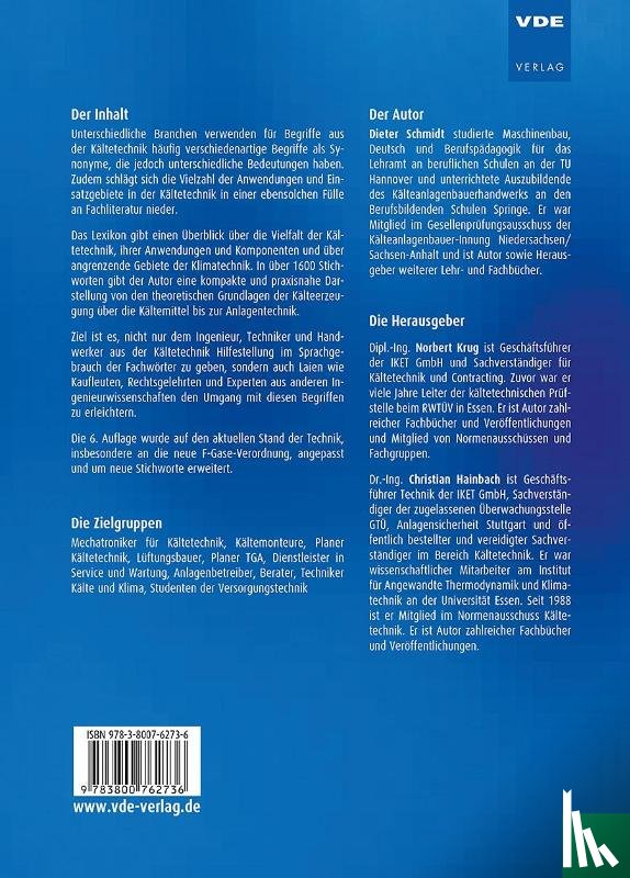 Schmidt, Dieter - Lexikon Kältetechnik