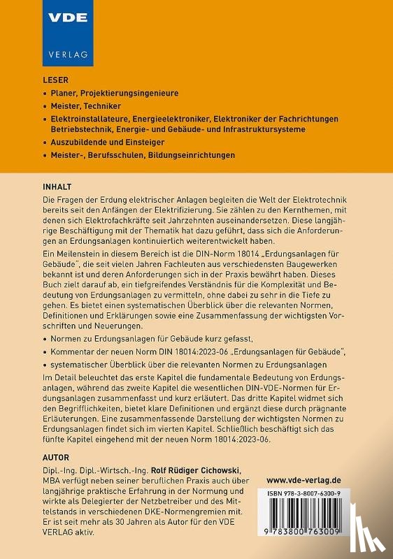 Cichowski, Rolf Rüdiger - Erdungsanlagen für Gebäude