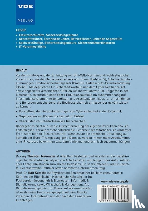 Neumann, Thorsten, Kutsche, Ralf - Cybersicherheit und die Elektrofachkraft