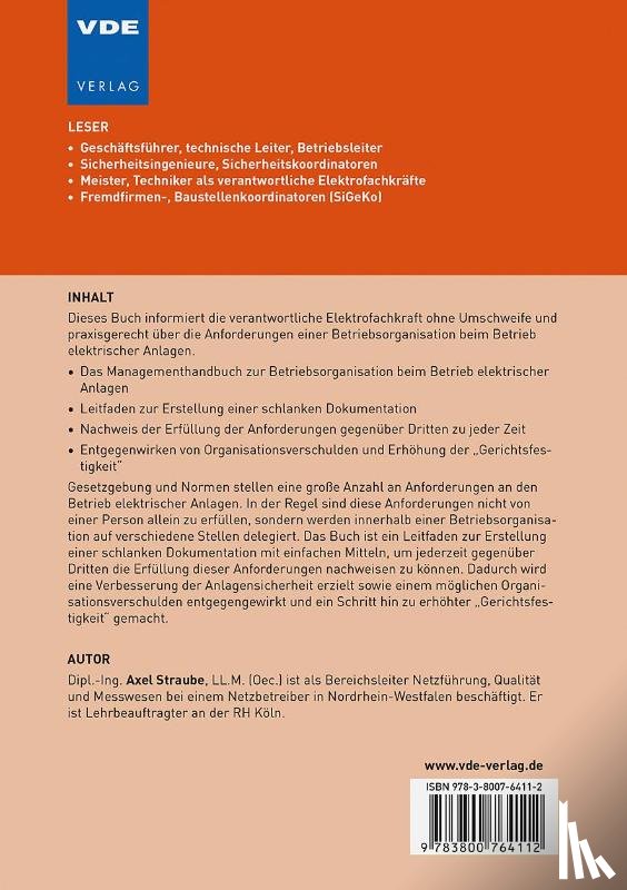 Straube, Axel - Das Managementhandbuch für den Betrieb elektrischer Anlagen