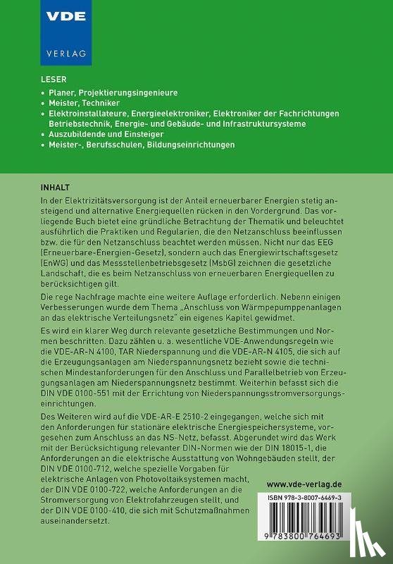 Cichowski, Rolf Rüdiger - Netzanschluss - dezentrale und regenerative Erzeugungsanlagen am Niederspannungsnetz (NS-Netz)