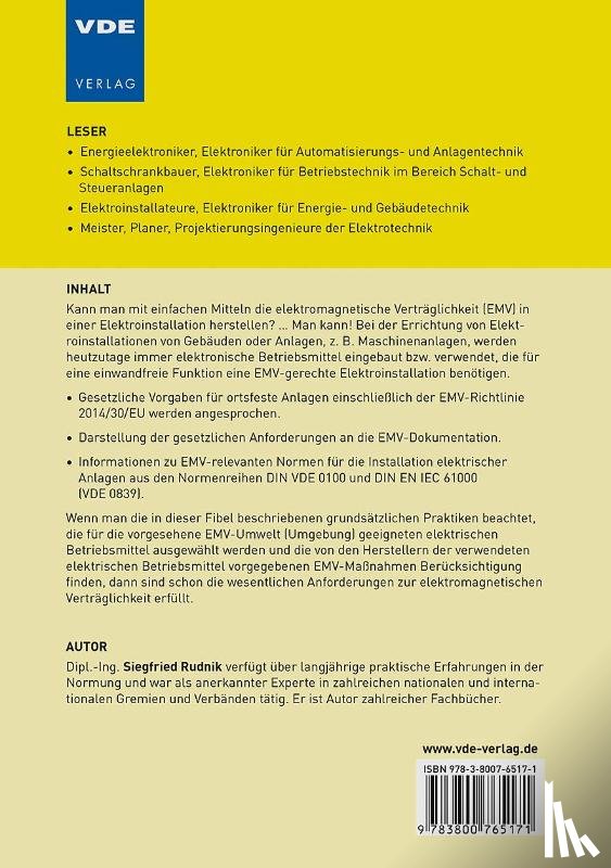 Rudnik, Siegfried - EMV-Fibel für Elektrofachkräfte - Errichten von Niederspannungsanlagen gemäß DIN VDE 0100-444