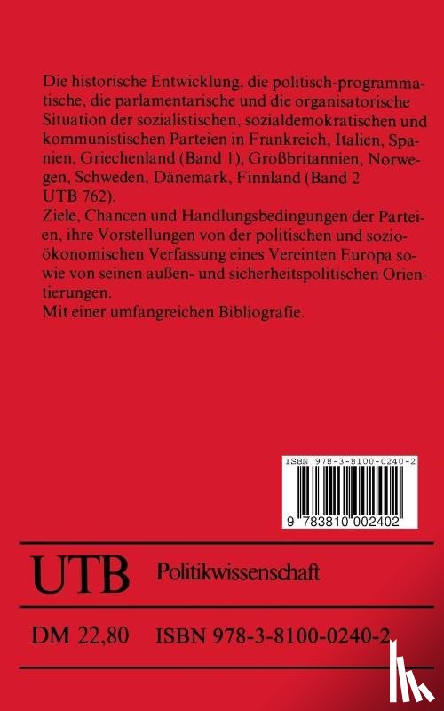 Dieter Oberndoerfer - Sozialistische Und Kommunistische Parteien in Westeuropa