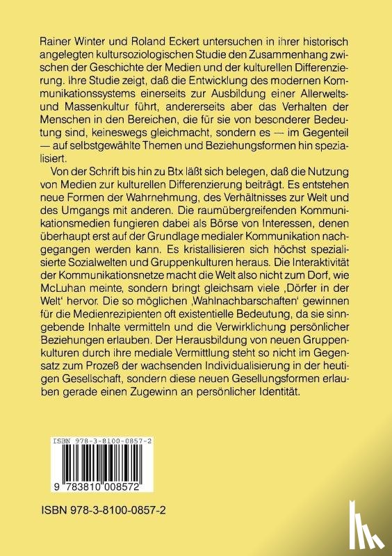 Rainer Winter, Roland Eckert - Mediengeschichte Und Kulturelle Differenzierung