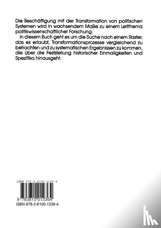 Eberhard (Research Institute of the German Society for Foreign Affairs, Germany) Sandschneider - Stabilitat Und Transformation Politischer Systeme