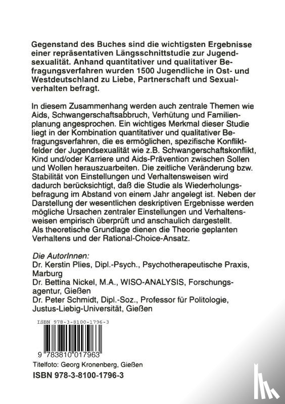 Kerstin Plies, Bettina Nickel, Peter (University of Marburg Germany) Schmidt - Zwischen Lust Und Frust -- Jugendsexualitat in Den 90er Jahren