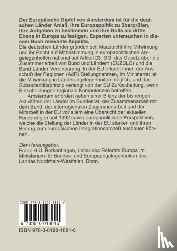 Franz H U Borkenhagen - Europapolitik Der Deutschen Lander