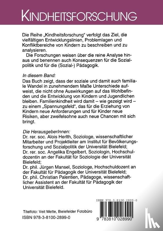 Alois Herlth, Angelika Engelbart, Jurgen Mansel, Christian Palentien - Spannungsfeld Familienkindheit