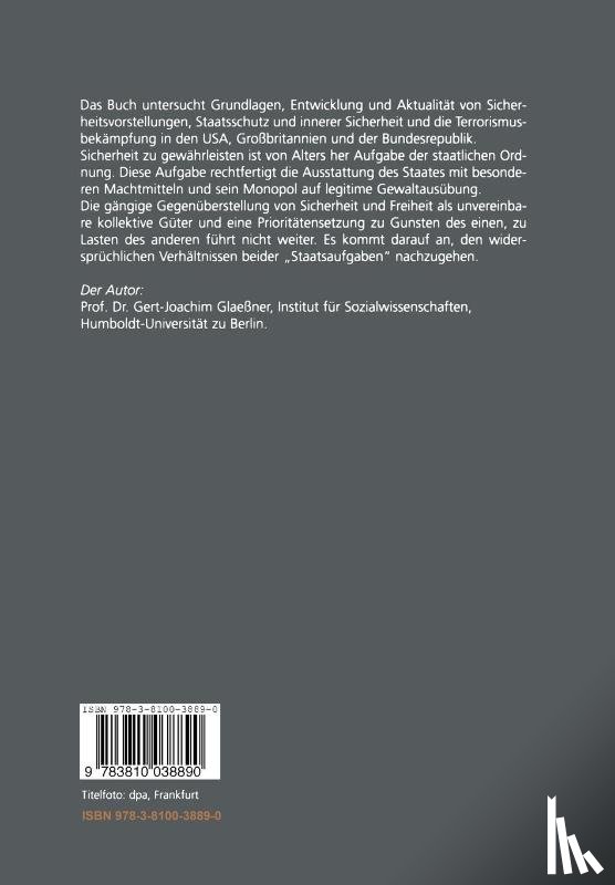 Gert-Joachim Glaessner - Sicherheit in Freiheit