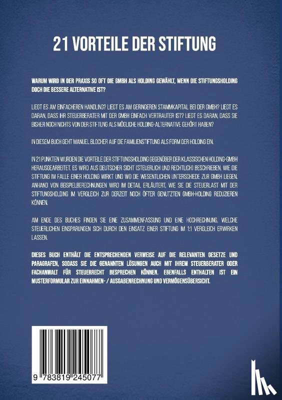Blocher, Manuel - Die Stiftungsholding Teil II