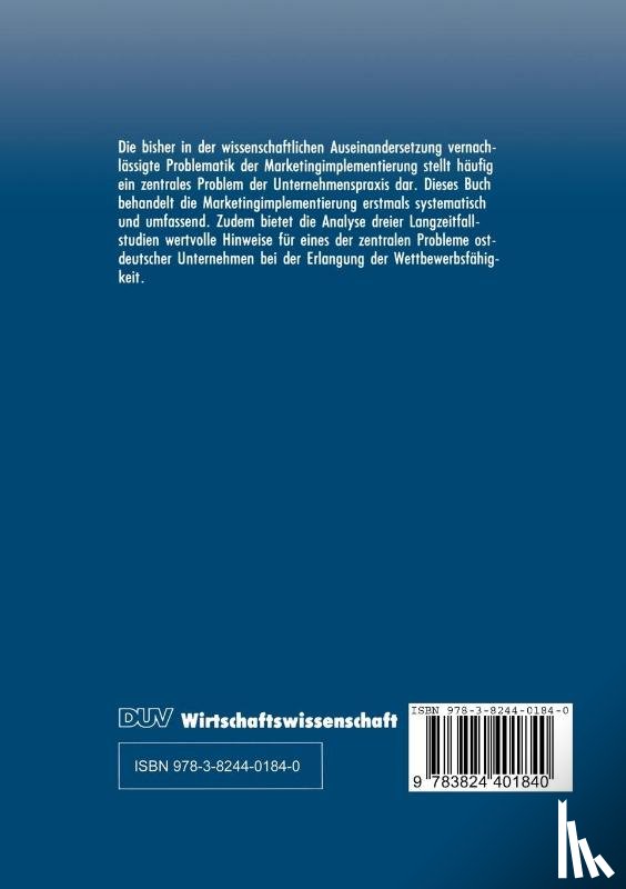 Hilker, Jörg - Marketingimplementierung