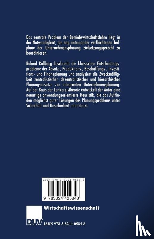 Roland Rollberg - Integrierte Unternehmensplanung