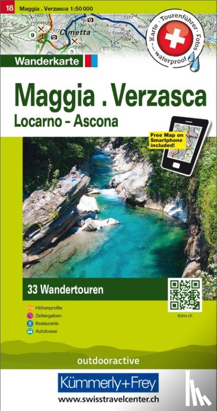  - Maggia, Verzasca, Locarno-Ascona Touren-Wanderkarte Nr. 18