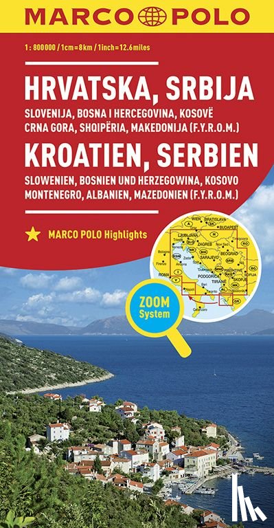  - Marco Polo Wegenkaart Kroatie, Servië, Bosnië, Slovenië, Kosovo, Montenegro, Albanië, Macedonië